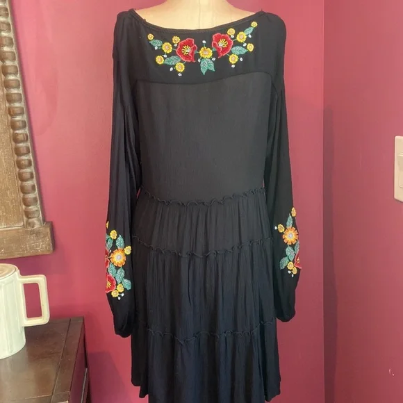 Free People Spell On You Embroidered Floral Black Dress - Picture 7 of 8